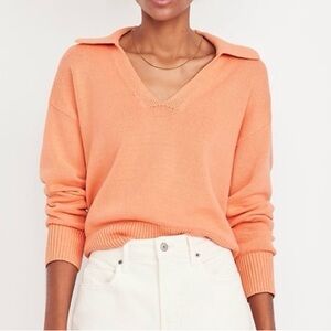 Coral V-Neck Orange polo sweater